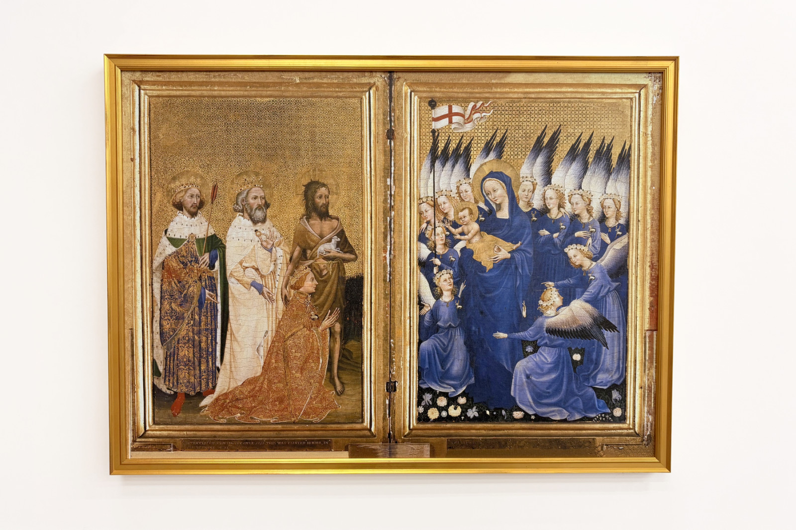 Ryszard II ofiarowany Matce Boskiej z Dzieciątkiem przez swego Patrona św. Jana Chrzciciela oraz św. Edwarda i Edmunda, ok. 1395-99 (tempera jajeczna na dębie) - Master of the Wilton Diptych