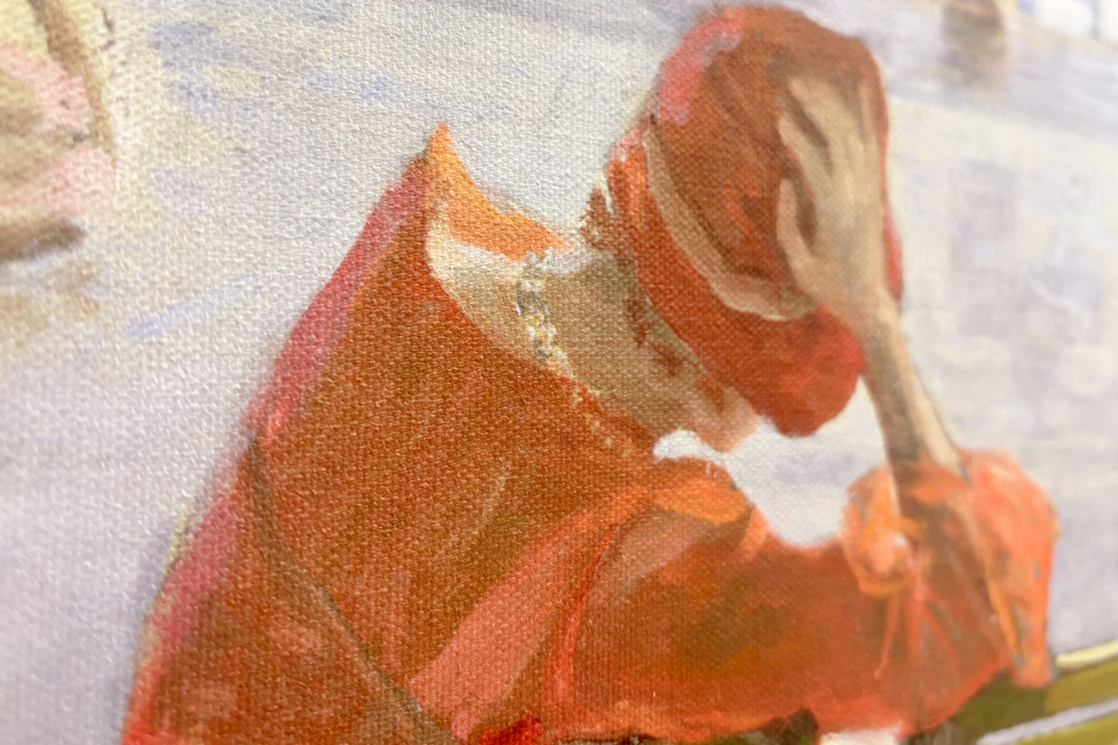 Dziewczyna w czerwonej sukience czytająca przy basenie - John Lavery