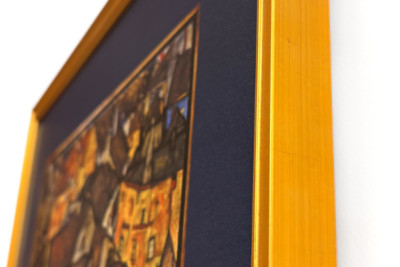 Półksiężyc domów, Krumau (obecnie Český Krumlov, Czechosłowacja) - Półksiężyc domów, Krumau (Małe miasto V), autorstwa Egona Schielego (1890-1918)