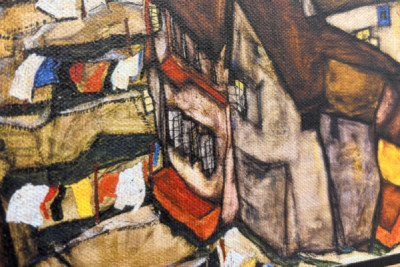 Półksiężyc domów, Krumau (obecnie Český Krumlov, Czechosłowacja) - Półksiężyc domów, Krumau (Małe miasto V), autorstwa Egona Schielego (1890-1918)