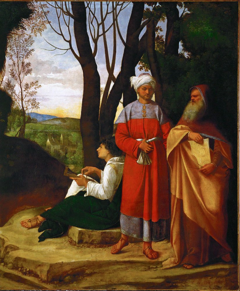 Trzej filozofowie, Pitagoras, Tales i Phenian (olej na płótnie) autorstwa Giorgione