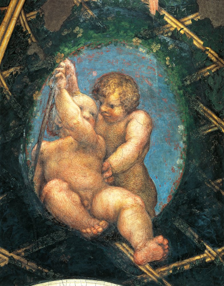 Jaja z cherubinami, detal dekoracji z Komnaty Św. Pawła lub Komnaty Ksieni autorstwa (c.1489-1534) Correggio
