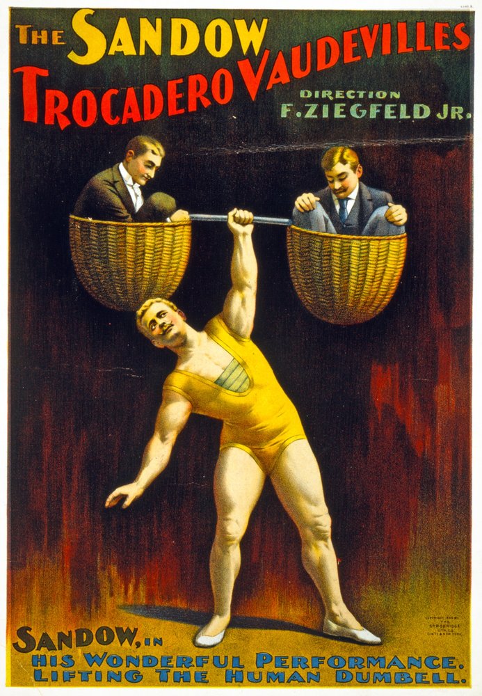 Plakat reklamujący The Sandow Trocadero Vaudevilles, ok. 1894 autorstwa American School