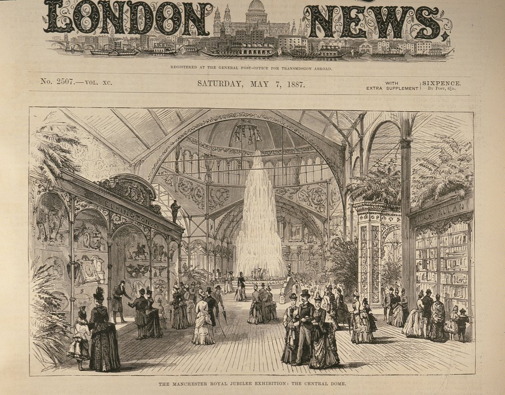 Manchester Royal Jubilee Exhibition: The Central Dome, z The Illustrated London News, 7 maja 1887 autorstwa English School