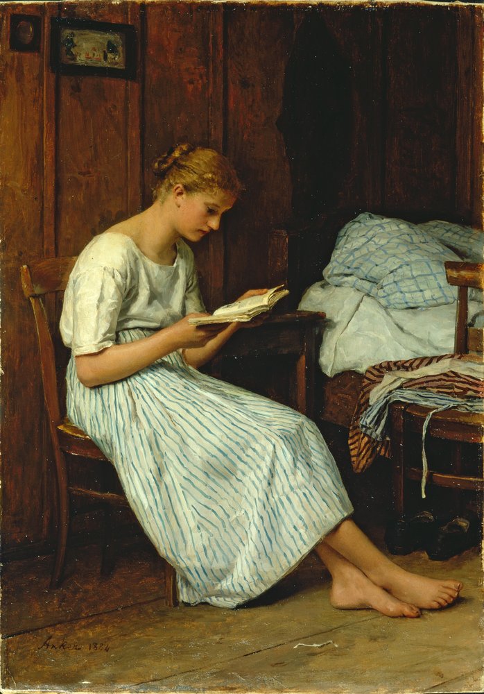 Czytelnik Gotthelfa autorstwa Albert Anker