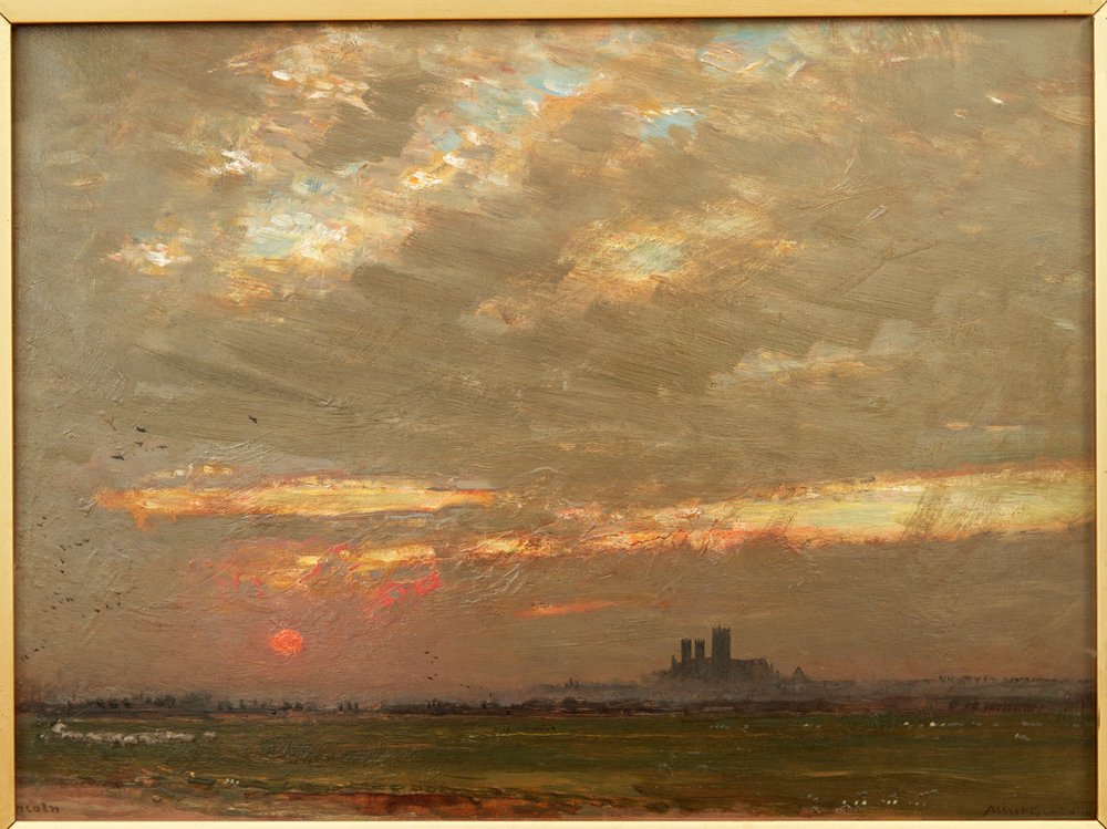 Katedra w Lincoln o zachodzie słońca, 1912 autorstwa Albert Goodwin