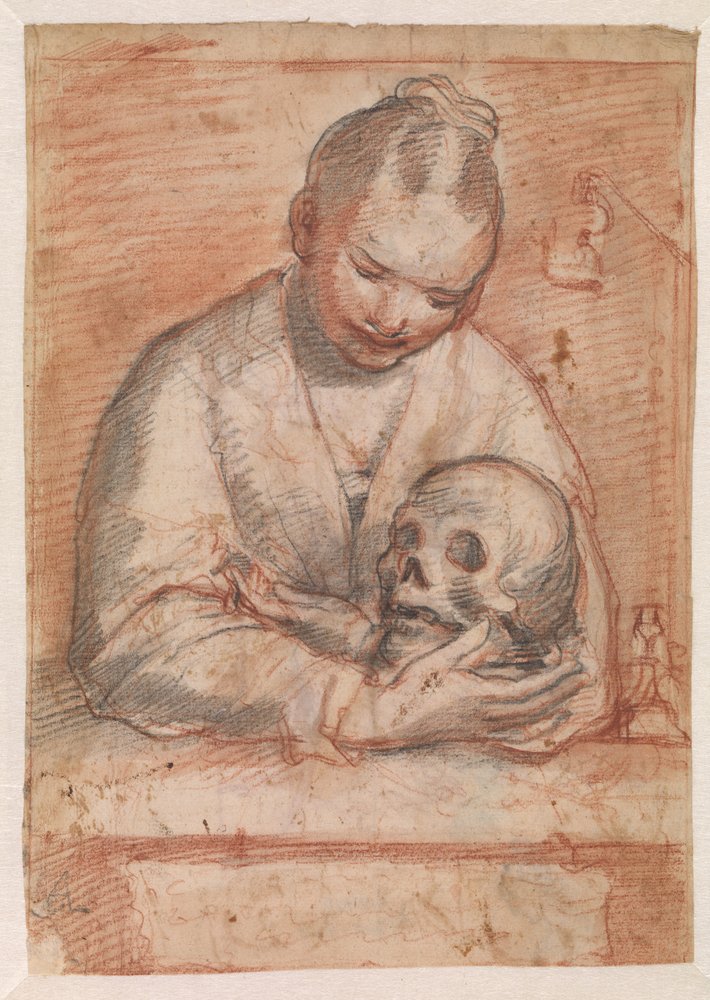 Św. Maria Magdalena z czaszką w ramionach autorstwa Alessandro Casolani