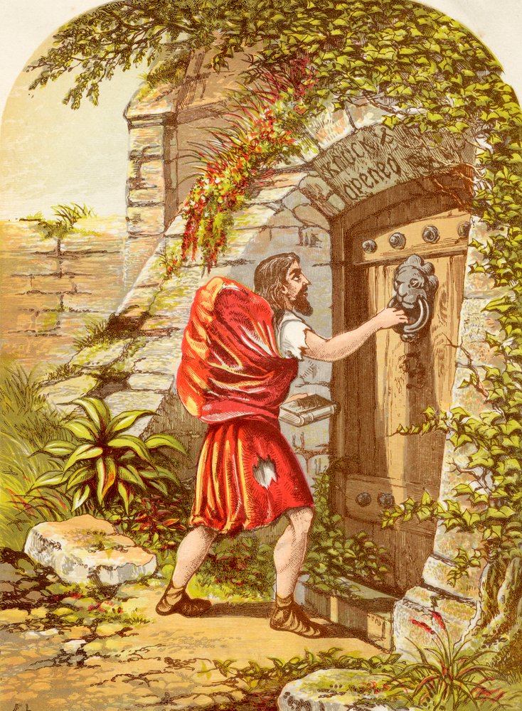 Christian at the Gate, z książki The Pilgrims Progress Johna Bunyana opublikowanej ok. 1880 r. autorstwa Alexander Francis Lydon