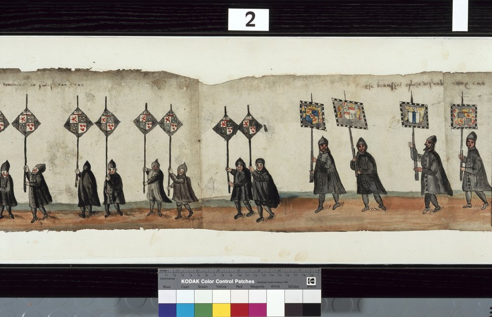 Fragment obrazu The Huntly Funeral Procession, który podobno został użyty podczas pogrzebu George