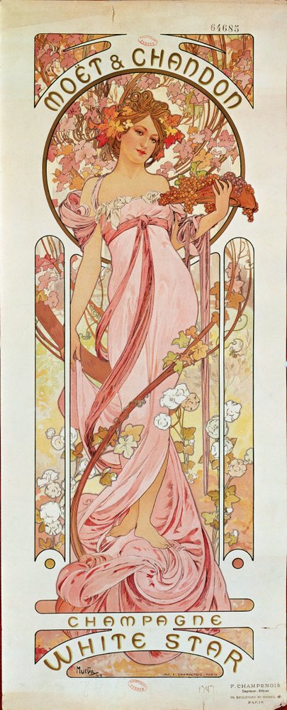 Plakat reklamujący szampana autorstwa Alphonse Marie Mucha