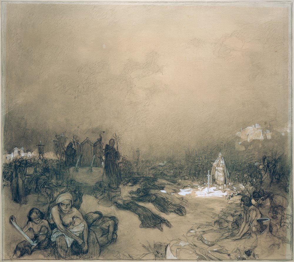 Po bitwie na górze Vítkov autorstwa Alphonse Mucha