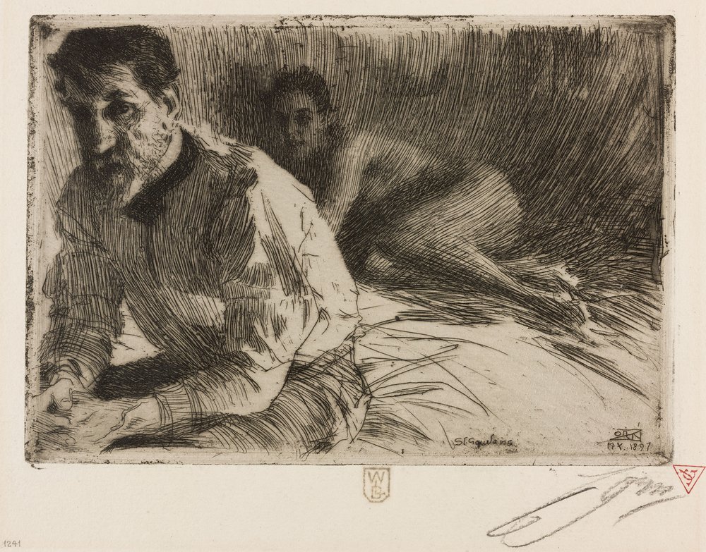 Augustus Saint Gaudens II (Saint Gaudens i jego model) autorstwa Anders Zorn