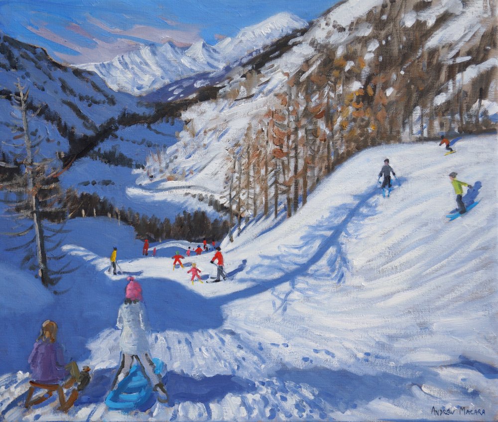 Cień jodły i narciarze, Tignes, 2014 autorstwa Andrew Macara