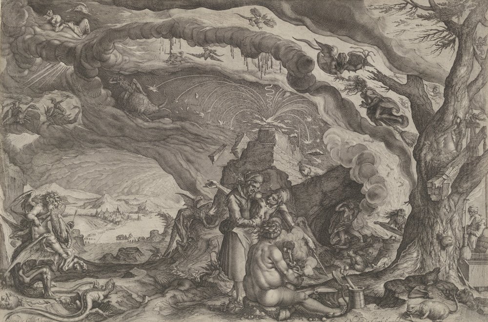 Czarownice przygotowujące się do szabatu, ca. 1610. autorstwa Andries Stock