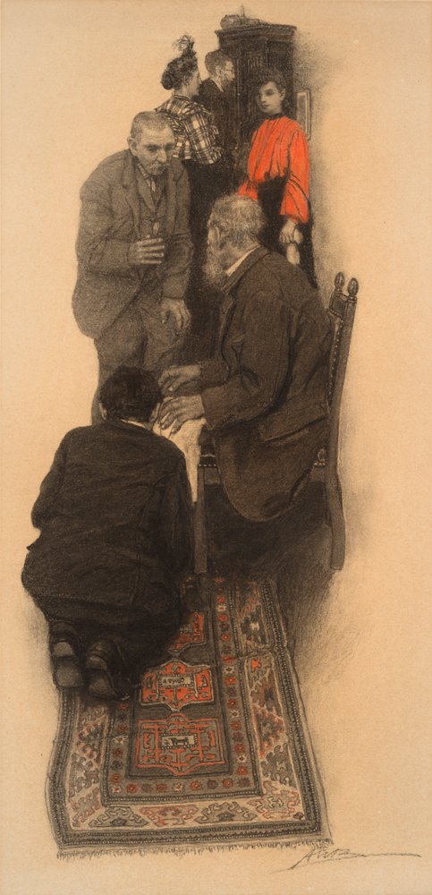 Nalegał na odkurzanie butów... (pastel na papierze) autorstwa Anna Whelan Betts