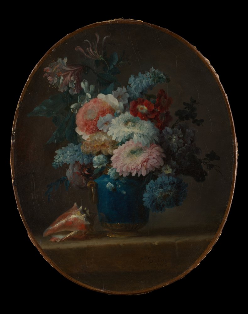 Wazon kwiatów i muszli, 1780. autorstwa Anne Vallayer-Coster
