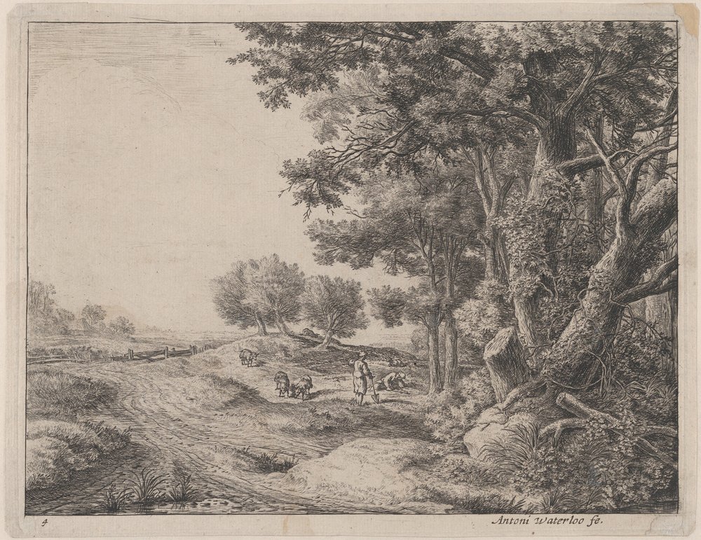 Chłop z łopatą, XVII w. autorstwa Anthonie Waterloo