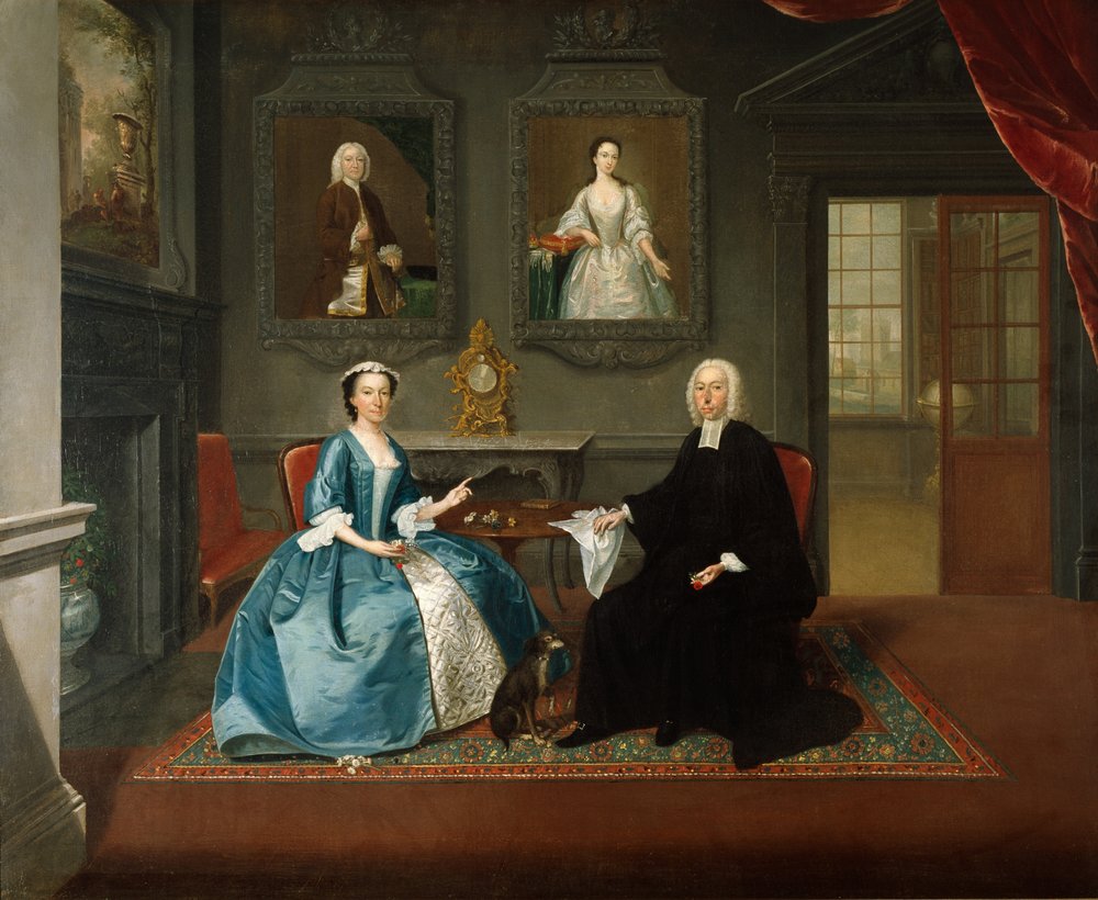 Wielebny Streynsham Master i jego żona Margaret z Croston w Lancashire, 1743-44 autorstwa Arthur Devis