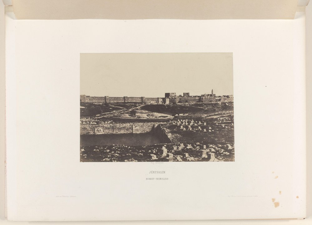 Mamilla Basin poza Starym Murem Miejskim w Jerozolimie Jerozolima. Birket-Mamillah (tytuł na obiekcie) autorstwa Auguste Salzmann