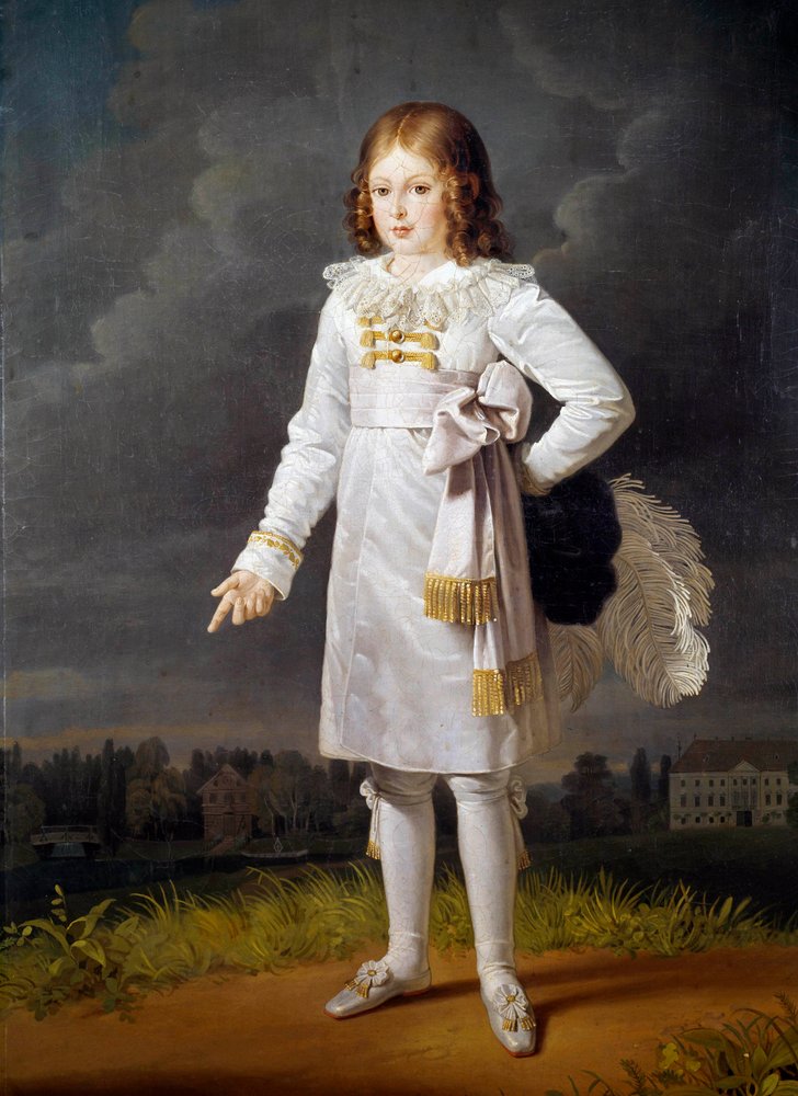 Portret u stóp Fryderyka Napoleona, księcia Bacciochi (1814-1833) Obraz Barbary Kraft (1764-1825) 1819 Nd. 1,7x1,05 m² autorstwa Barbara Krafft
