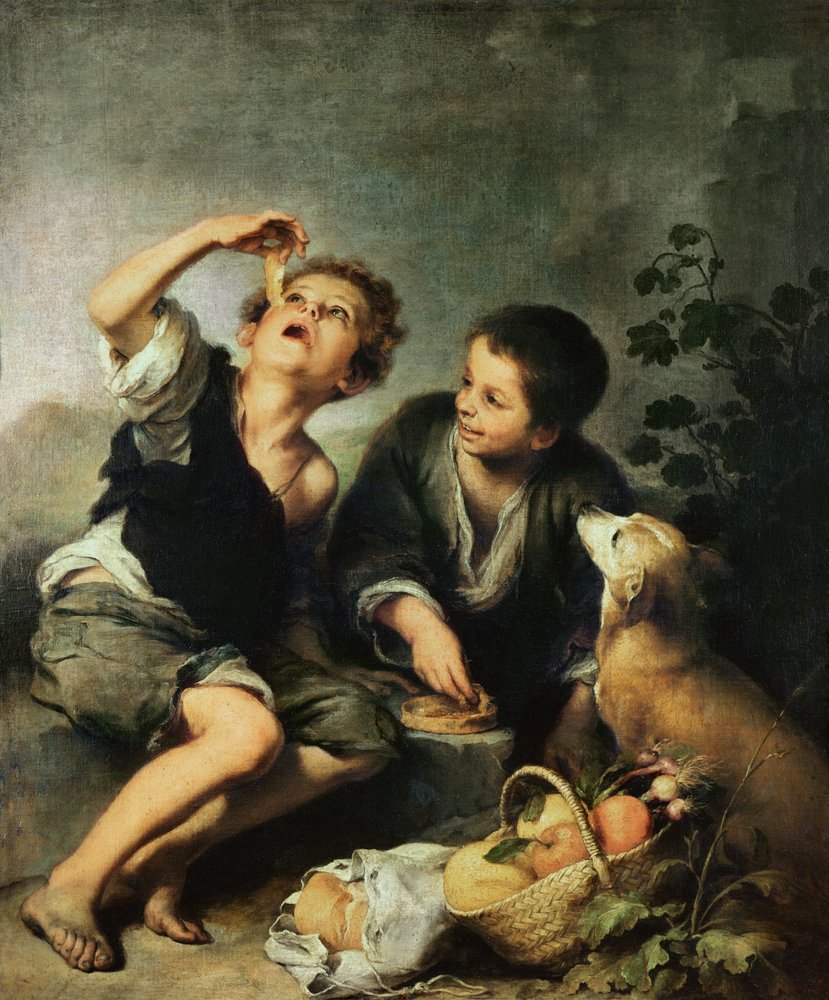 Dzieci jedzące placek, 1670-75 autorstwa Bartolomé Esteban Murillo