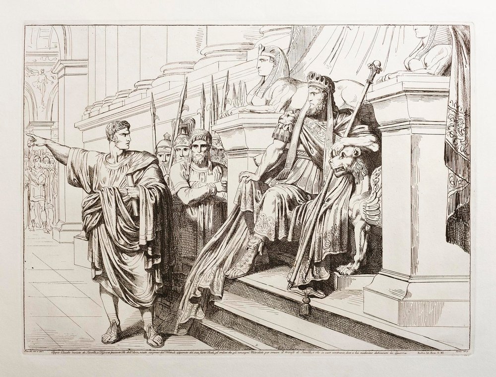 Appius Claudius staje przed Tigranesem, królem Armenii autorstwa Bartolomeo Pinelli