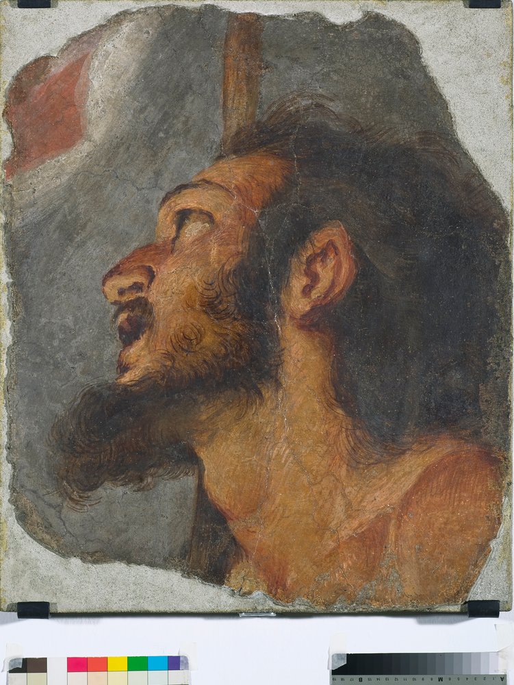 Głowa św. Jana Chrzciciela Fragment wolnostojącego fresku, 1622 autorstwa Bernardo Strozzi