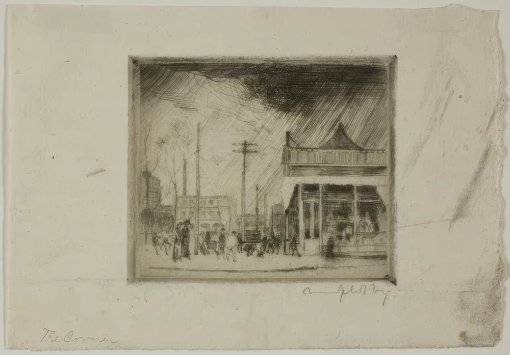 Chicago – The Corner, 57. i Stony Island Ave autorstwa Bror Julius Olsson Nordfeldt