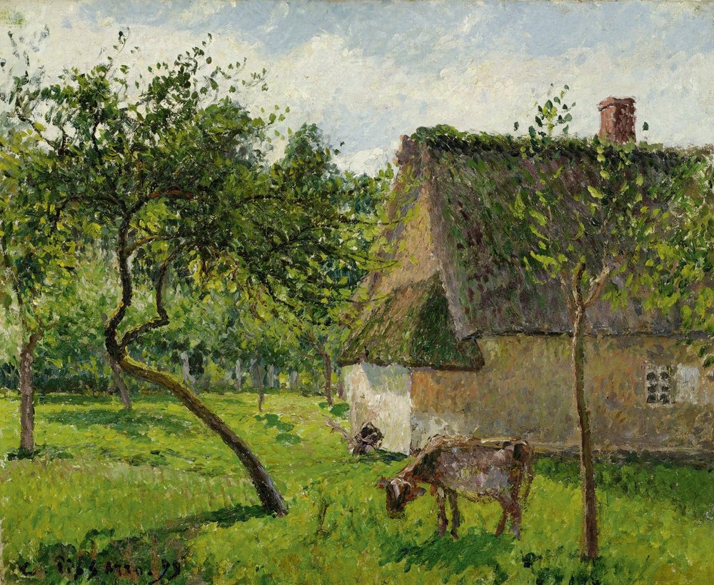 Sad w Varengeville z krową autorstwa Camille Jacob Pissarro