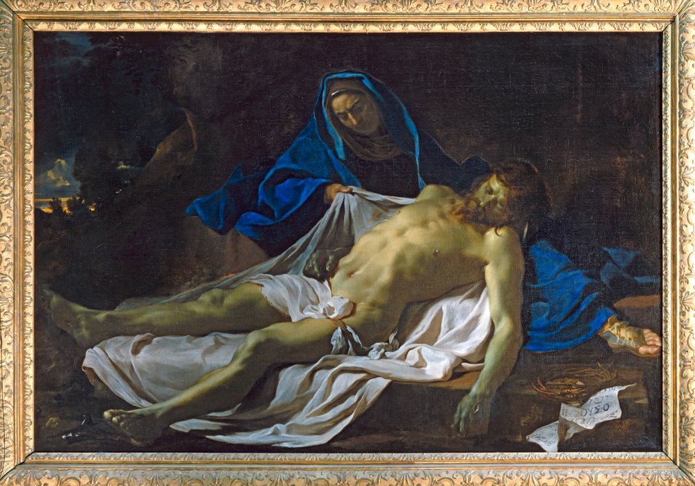 Le Christ mort sur les genoux de la Vierge - Martwy Chrystus na kolanach Dziewicy ... autorstwa Charles (attr. to) Le Brun