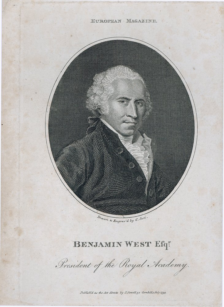 Portret Benjamina Westa (1738-1820), prezesa Akademii Królewskiej, rytowany przez artystę, 1794 autorstwa Christian Josi