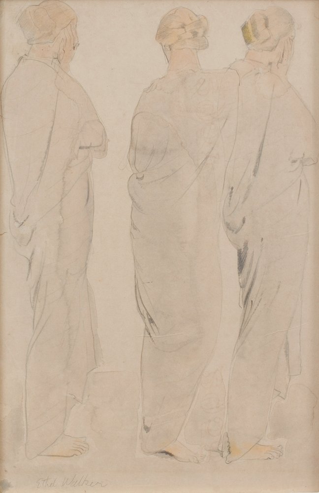 Trzy muzy, ok. 1920 (ołówek i akwarela na papierze) autorstwa Dame Ethel Walker