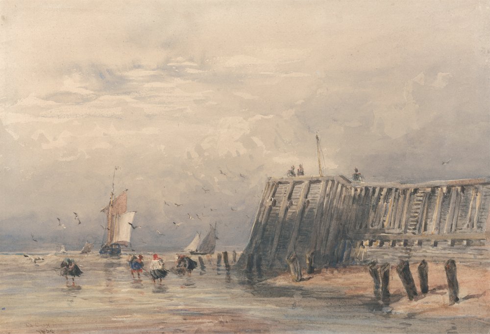 Żeglowanie barkami i krewetkami z molo autorstwa David Cox