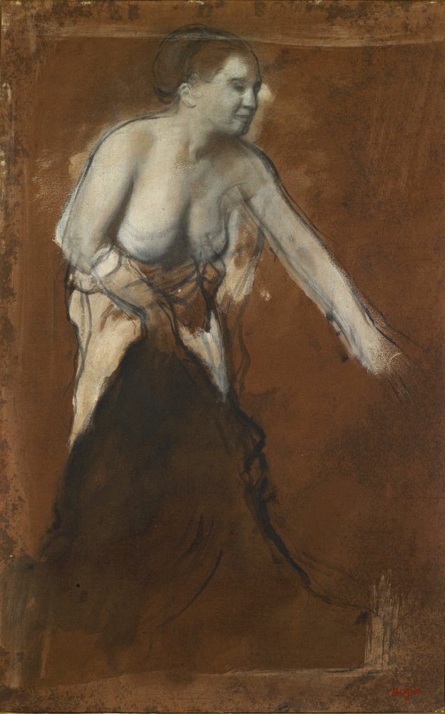 Kobieta myjąca się, ok. 1866-68 (olej na tekturze) autorstwa Edgar Degas