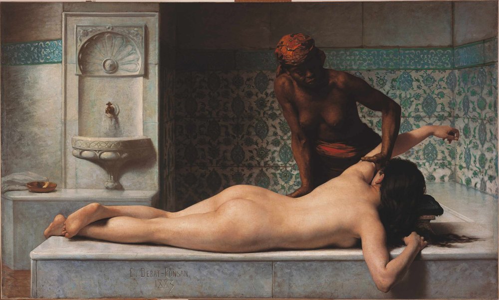 Masaż, scena w hammamie, 1883 autorstwa Edouard Debat-Ponsan