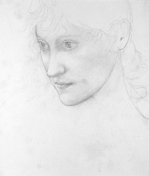 Portret Laury Tennant (ołówek na papierze) autorstwa Edward Coley Burne-Jones