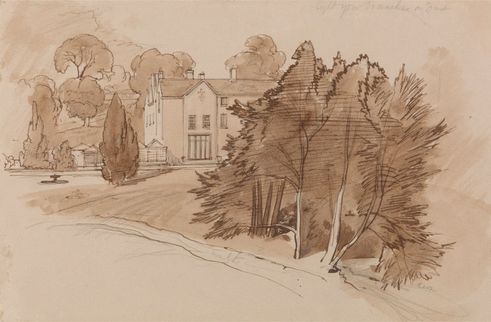 Dwór (Knowsley Lane?) autorstwa Edward Lear