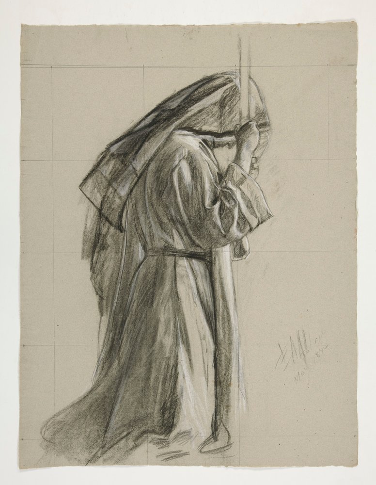 Studium postaci Rycerzy Sir Galahada z The Quest of the Holy Graal (seria piętnastu obrazów dla Biblioteki Publicznej w Bostonie, ukończona w 1901) autorstwa Edwin Austin Abbey