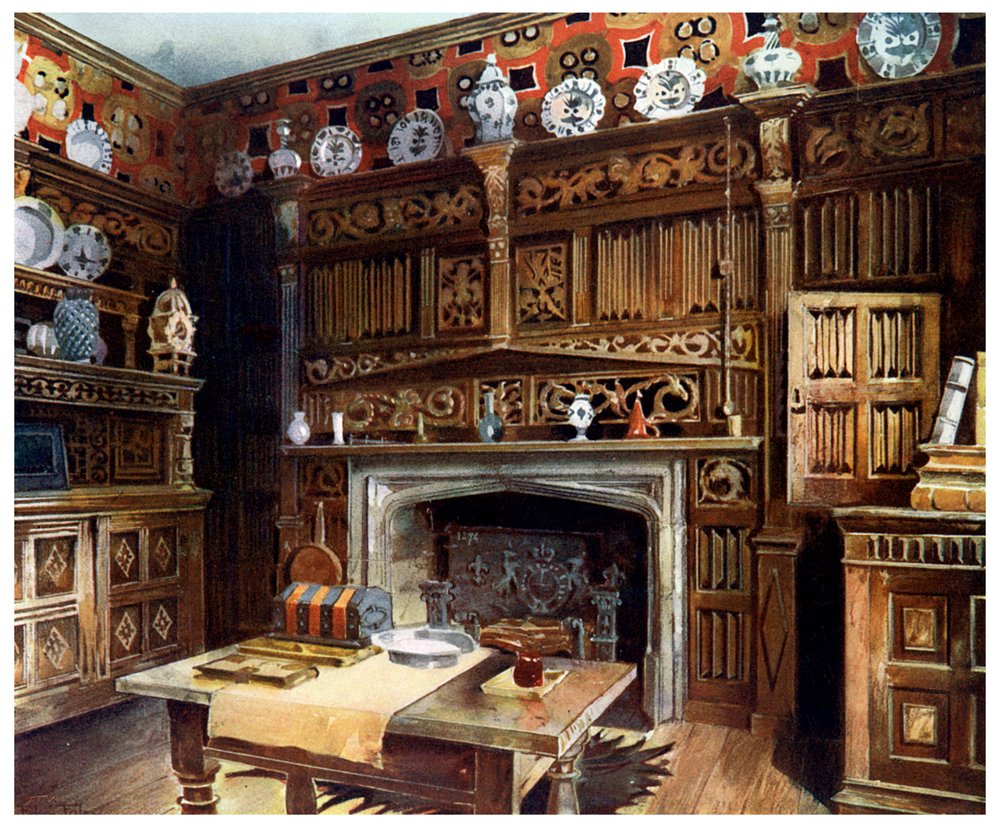 Gabinet z panelami w Groombridge Place, Kent, 1910. autorstwa Edwin Foley