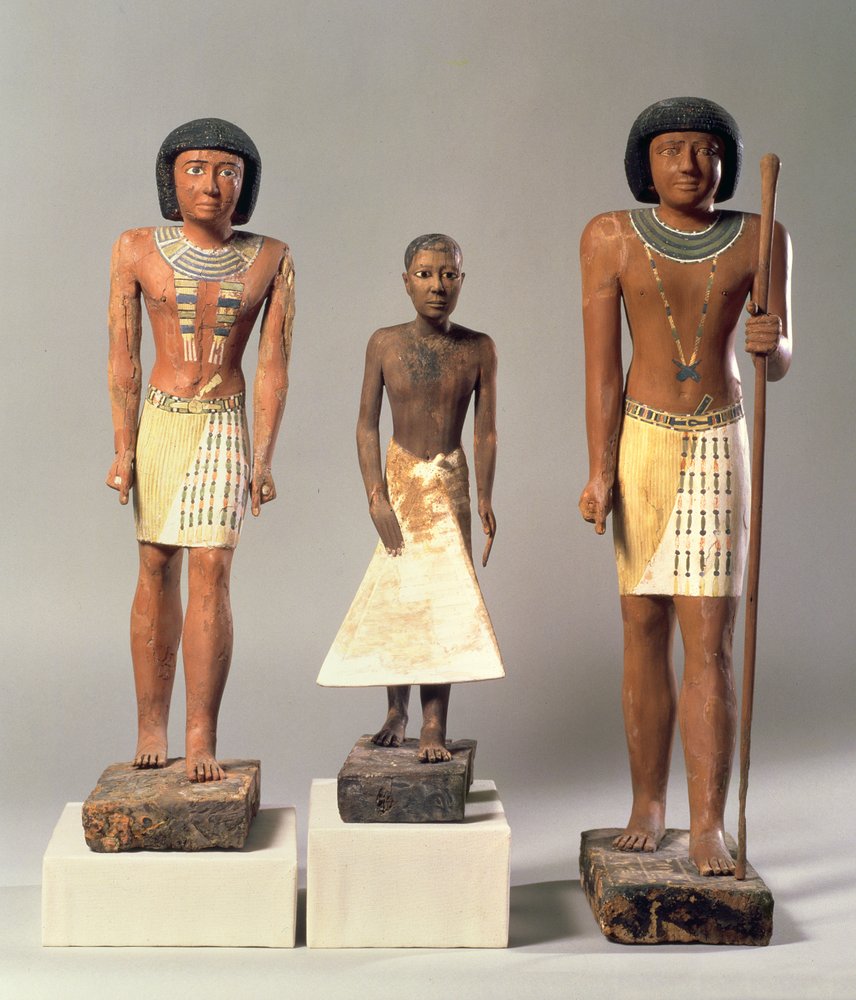 Trzy posągi Metjetjiego, prawdopodobnie z Sakkary, Stare Państwo, od schyłku V do początku VI dynastii (ok. 2360-2340 p.n.e.) autorstwa Egyptian