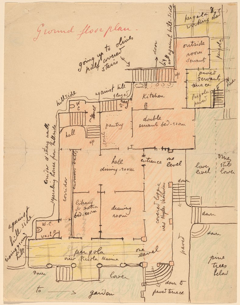 Plan parteru dla Torre Quattro Venti autorstwa Elihu Vedder