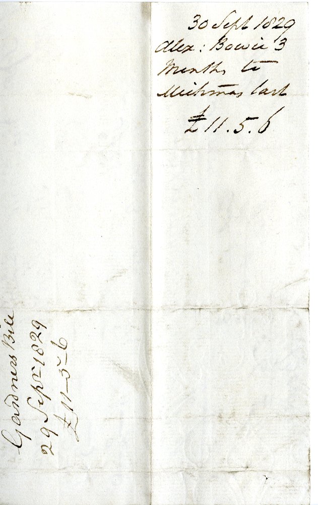 Devonshire MSS AS 3101, folio z pakietu rachunków uregulowanych przez Pinder Simpsona dla Lorda George