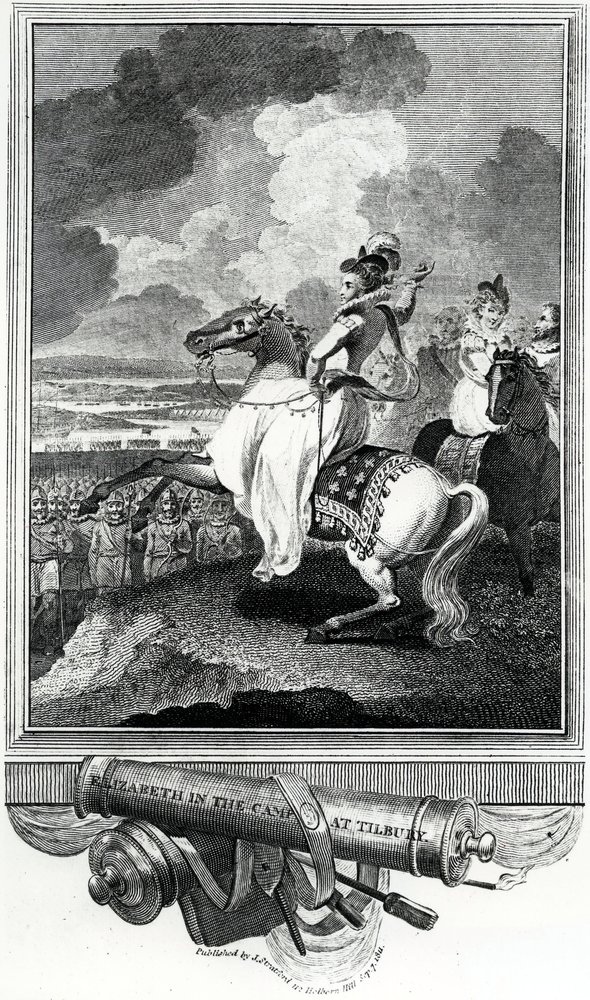 Królowa Elżbieta w obozie w Tilbury, 1811 autorstwa English School