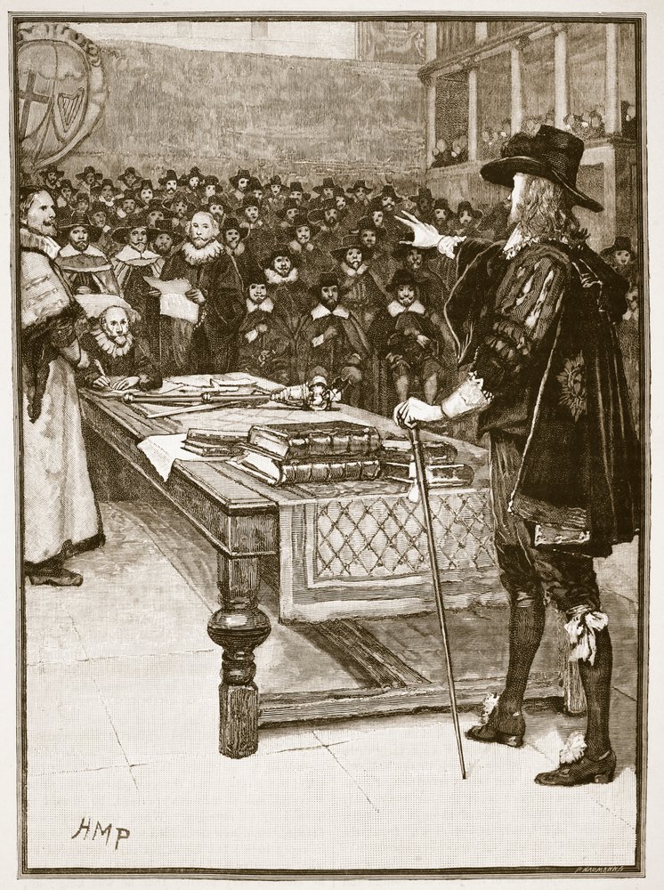 Proces Karola, ilustracja z Cassells Illustrated History of England (zdjęcie w sepii) autorstwa English School