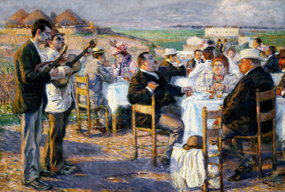 Gruby i chudy (1899, olej na płótnie) autorstwa Enrico della Lionne