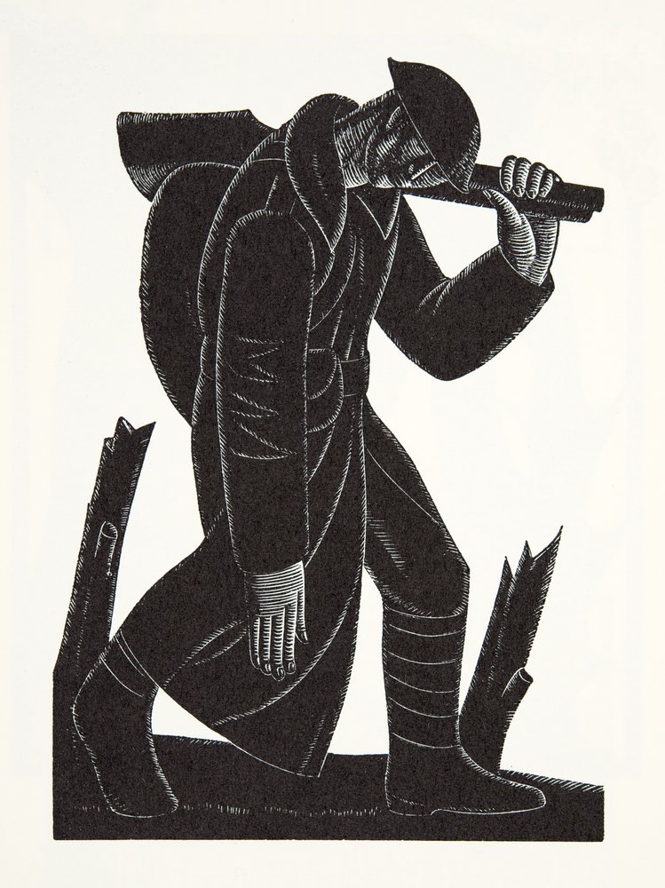 Westward Hoe!, według rysunku Davida Jamesa autorstwa Eric Gill