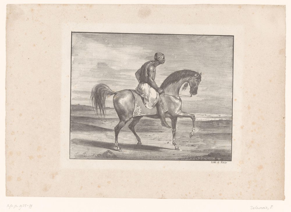 Mężczyzna na koniu na pustyni autorstwa Eugène Delacroix