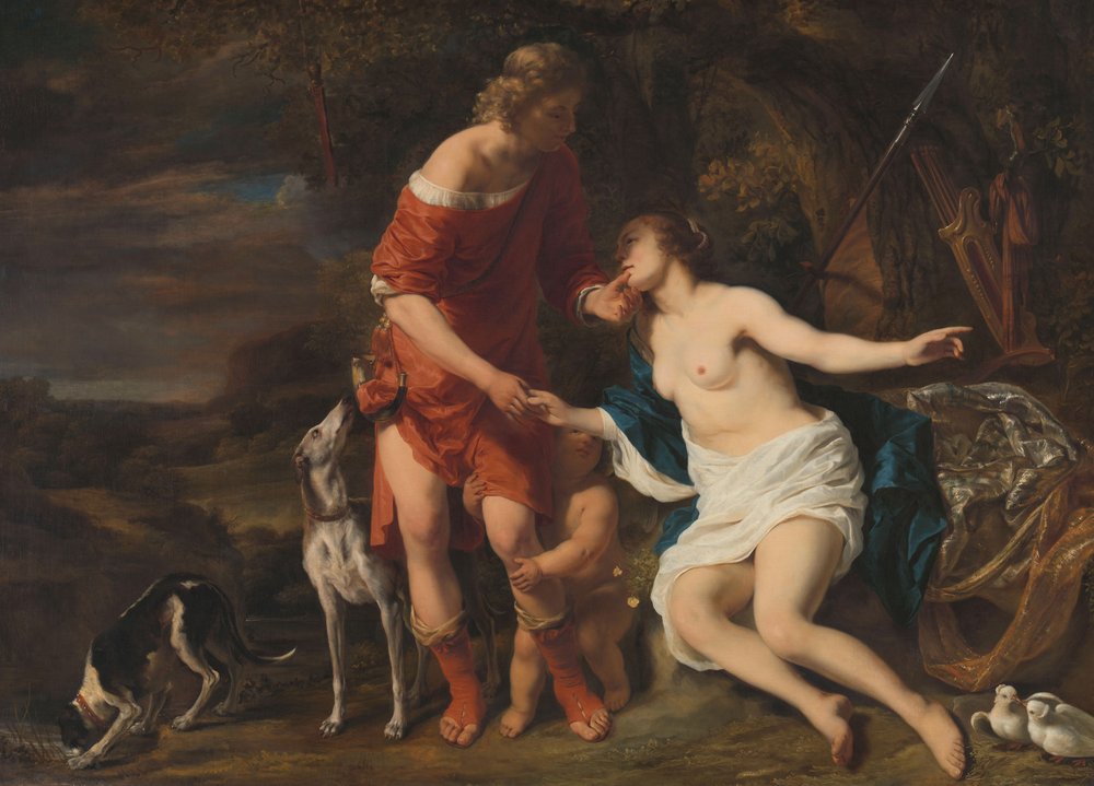 Wenus i Adonis, ok. 1658 (olej na płótnie) autorstwa Ferdinand Bol