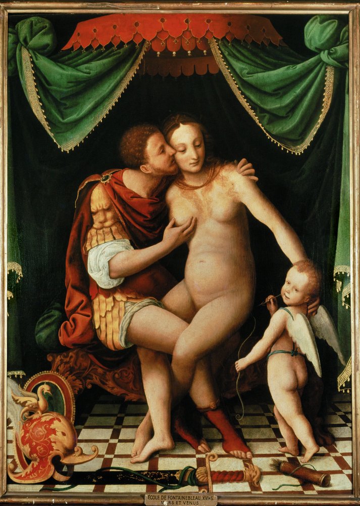 Wenus i Mars (obraz na płótnie) autorstwa Fontainebleau School