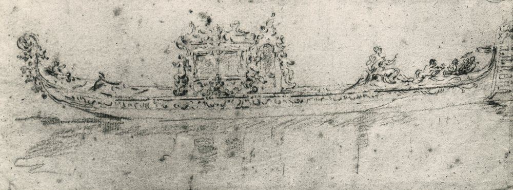 Gondola zarezerwowana dla ambasadorów, Francesco Guardi (1712-1793), rysunek. autorstwa Francesco Guardi